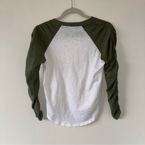 Veronica Beard Jean Rayden Baseball Tee Longsleeve White Stone Army XS - Picture 5 of 7